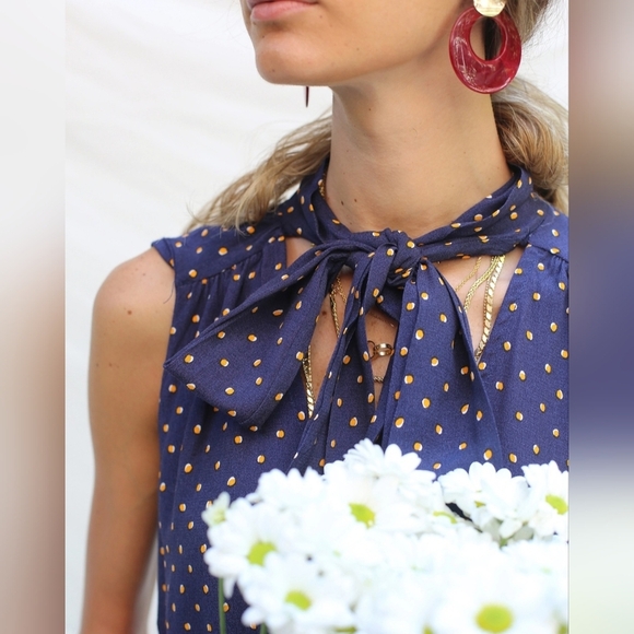 Chic Navy Polka Dot Mini Dress - Picture 4 of 11